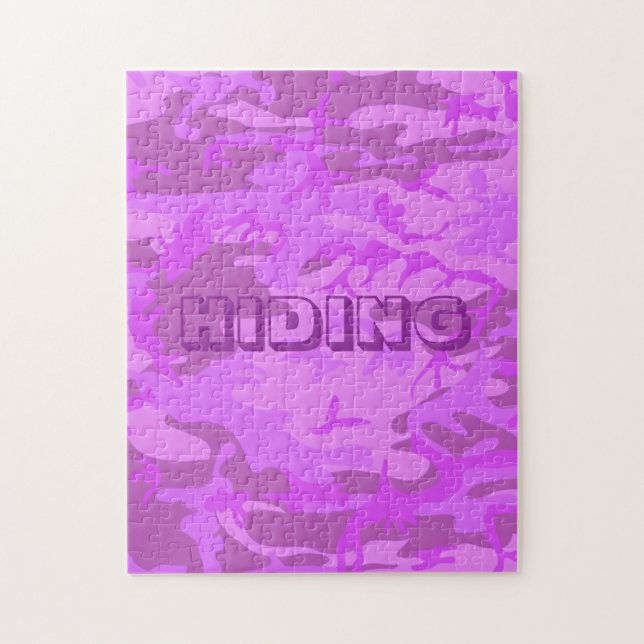 Funny Hiding Camouflage Pastel Purple Pattern Jigsaw Puzzle (Vertical)