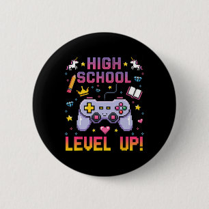 Funny High School Level Up Gamer Back To School Ki 6 Cm Round Badge