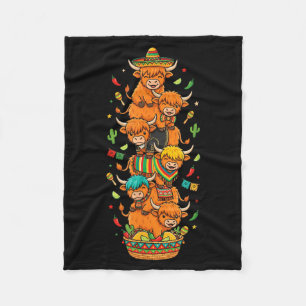 Funny Highland Cow Cinco De Mayo Kids Mens Womens Fleece Blanket