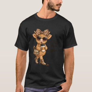 Funny Highland Cow Coffee Lover Leopard Print Cute T-Shirt