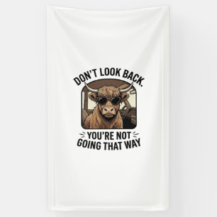 Funny Highland Cow Don’t Look Back Retro Banner
