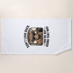 Funny Highland Cow Don’t Look Back Retro Beach Towel