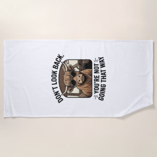 Funny Highland Cow Don’t Look Back Retro Beach Towel