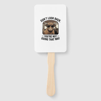 Funny Highland Cow Don’t Look Back Retro Hand Fan
