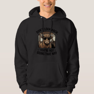 Funny Highland Cow Don’t Look Back Retro Hoodie