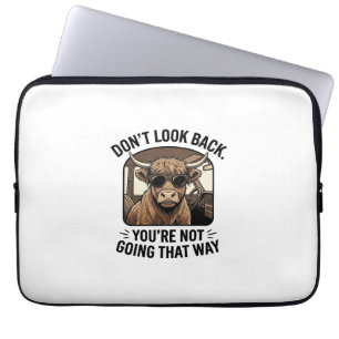 Funny Highland Cow Don’t Look Back Retro Laptop Sleeve