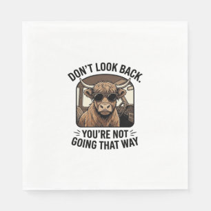 Funny Highland Cow Don’t Look Back Retro Napkin