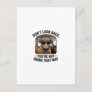 Funny Highland Cow Don’t Look Back Retro Postcard