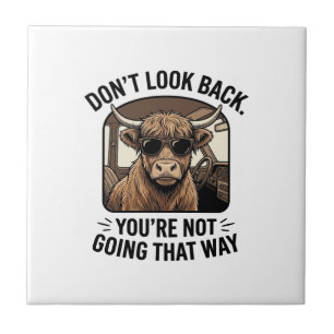 Funny Highland Cow Don’t Look Back Retro Tile