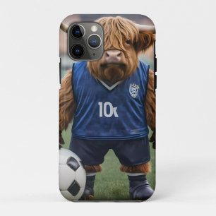 Funny Highland Cow Dressed For Soccer, iPhone 11 Pro Case