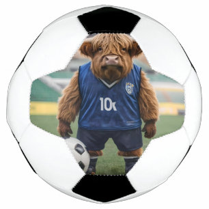 Funny Highland Cow Dressed For Soccer, Football