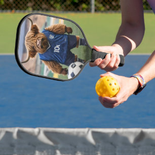 Funny Highland Cow Dressed For Soccer, Pickleball Paddle