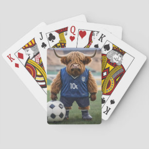 Funny Highland Cow Dressed For Soccer, Playing Cards