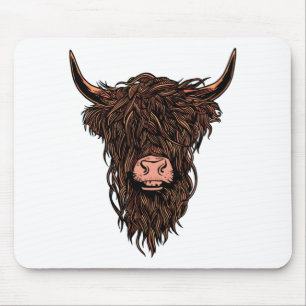 Funny Highland Cow Head Mouse Mat