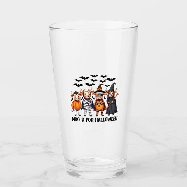 Funny Highland Cow Moo-d for Halloween Glass (Front)