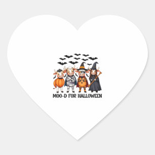 Funny Highland Cow Moo-d for Halloween Heart Sticker