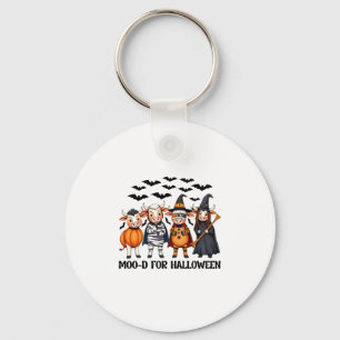 Funny Highland Cow Moo-d for Halloween Key Ring