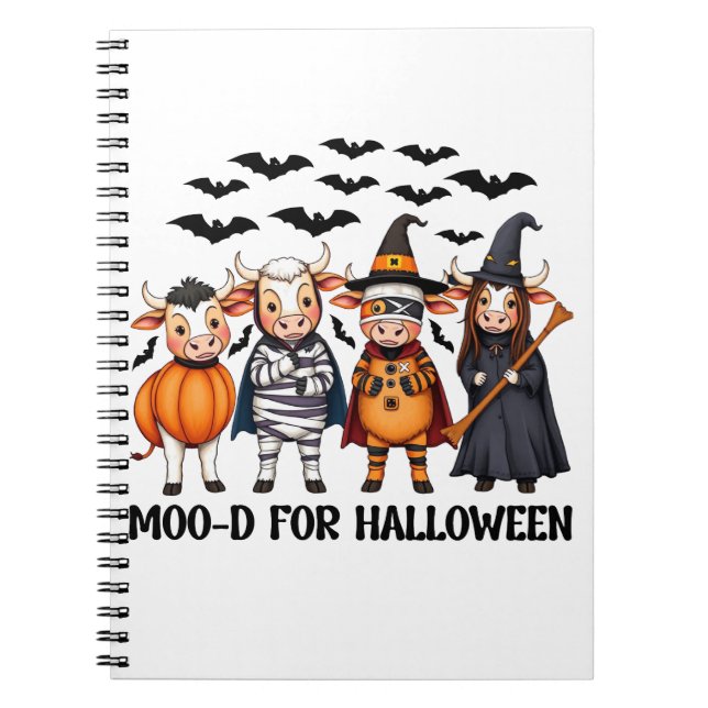 Funny Highland Cow Moo-d for Halloween Notebook (Front)