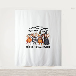 Funny Highland Cow Moo-d for Halloween Tapestry