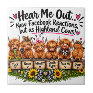 Funny Highland Cow Reactions Tile