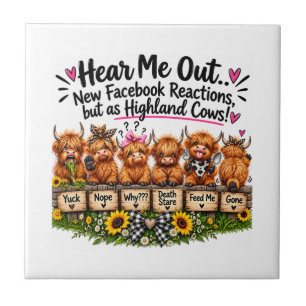 Funny Highland Cow Reactions Tile