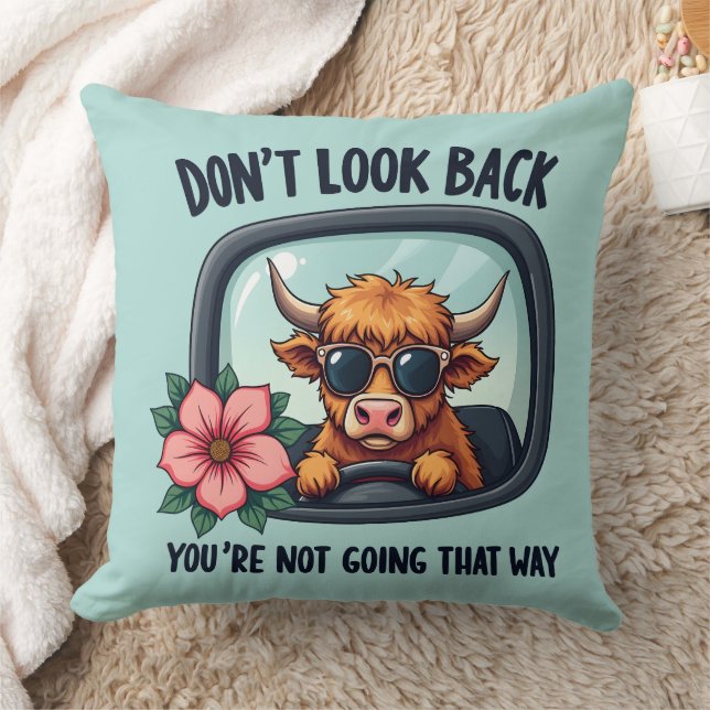 Funny Highland Cow Retro Western Motivational Art Cushion (Blanket)