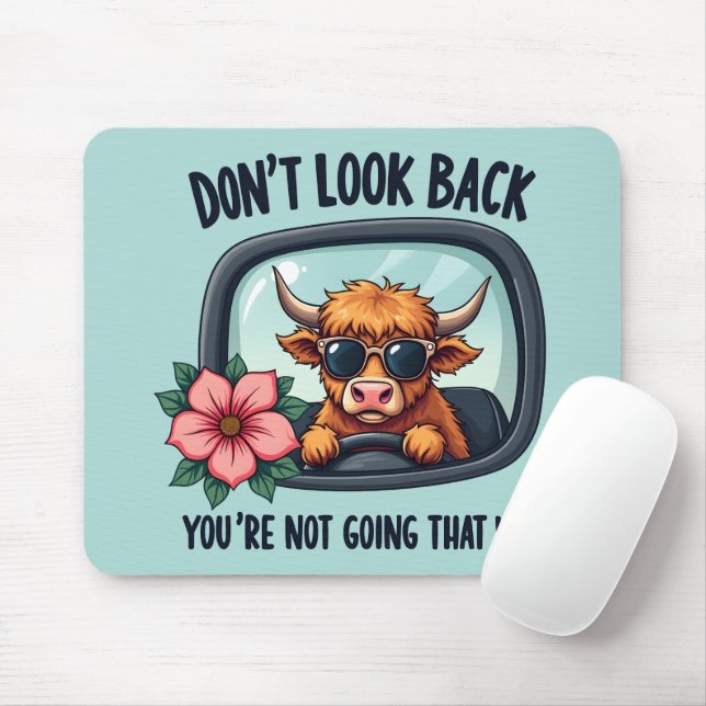 Funny Highland Cow Retro Western Motivational Art Mouse Mat (With Mouse)