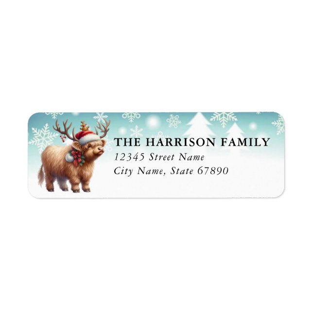 Funny Highland Cow Return Address Labels (Front)