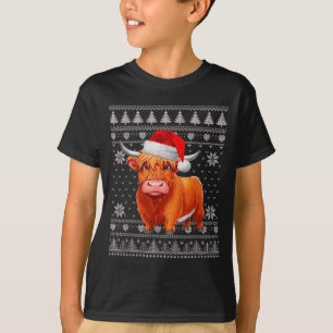 Funny Highland Cow Ugly Christmas Sweater Santa Xm
