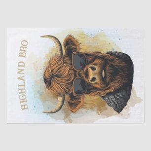 Funny Highland Cow Wearing Sunglasses Tissue Paper