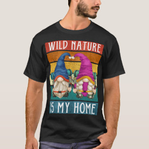 Funny Hiker Gnomes With Travel Backpack Retro Hiki T-Shirt