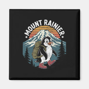 Funny Hiker Penguin Climbing Mount Rainier Magnet
