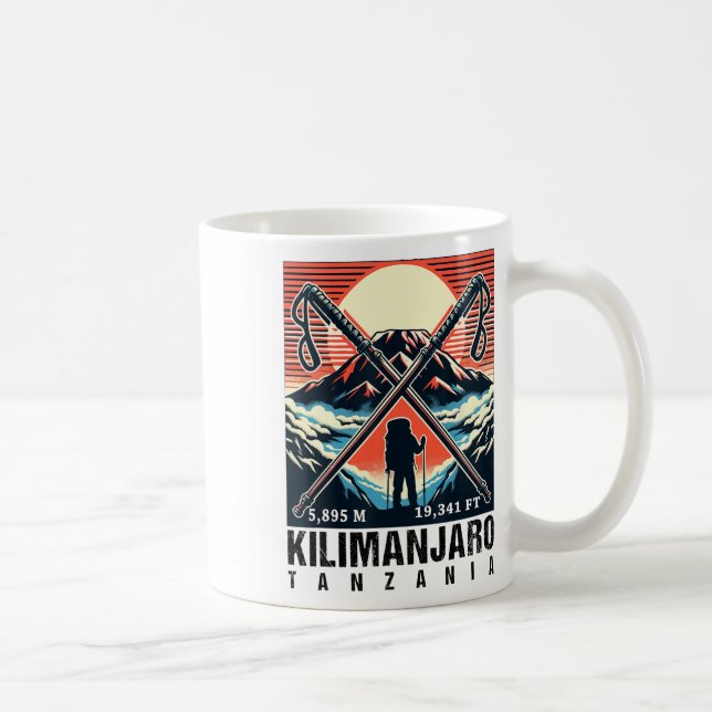 Funny Hiking Art Climbed Mount Kilimanjaro For Hik Coffee Mug (Right)