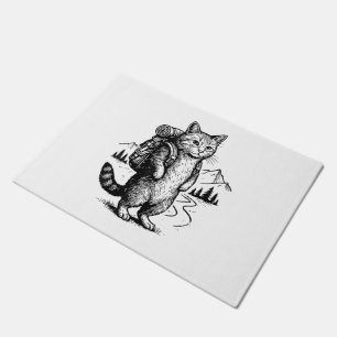 Funny Hiking Cat Backpacking Hikers & Animal Lover Doormat