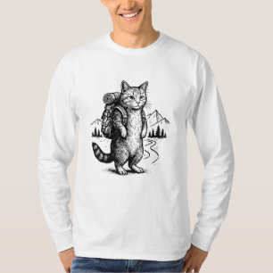 Funny Hiking Cat Backpacking Hikers & Animal Lover T-Shirt
