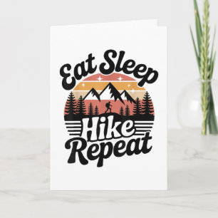 Funny Hiking Eat Sleep Hike Repeat Holiday Card