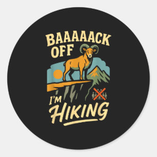 Funny hiking mountain goat introvert outdoor humou classic round sticker
