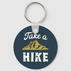Funny Hiking Pun Hiker Take a Hike Vintage Retro Key Ring