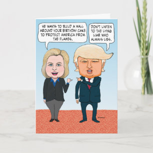 Funny Hillary Clinton and Donald Trump Birthday Card