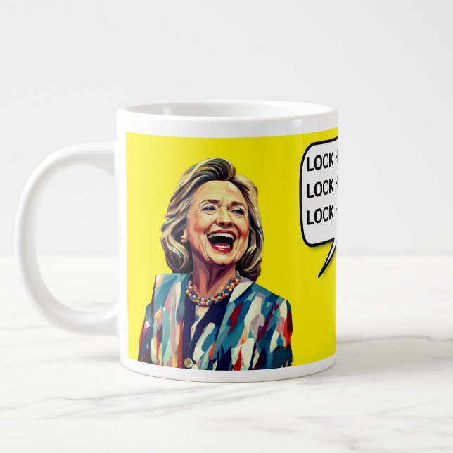 Funny Hillary Says Lock Trump Up Large Coffee Mug (Left)