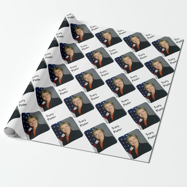 Funny Hillary "Scary Plotter" Wrapping Paper (Unrolled)
