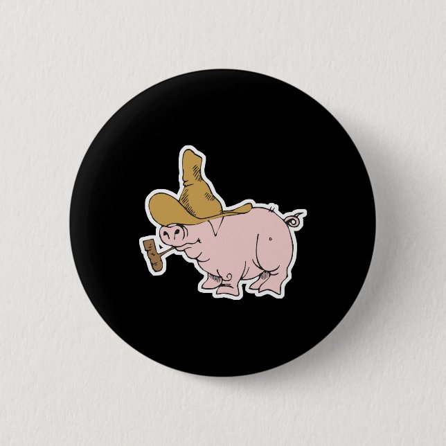 funny hillbilly pig 6 cm round badge (Front)