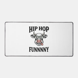 Funny Hip Hop Cow Vintage Engraving Shirt Design_1 Desk Mat