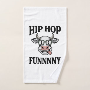 Funny Hip Hop Cow Vintage Engraving Shirt Design_1 Hand Towel