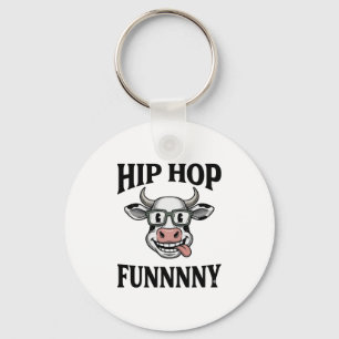Funny Hip Hop Cow Vintage Engraving Shirt Design_1 Key Ring