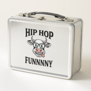 Funny Hip Hop Cow Vintage Engraving Shirt Design_1 Metal Lunch Box