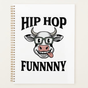 Funny Hip Hop Cow Vintage Engraving Shirt Design_1 Planner