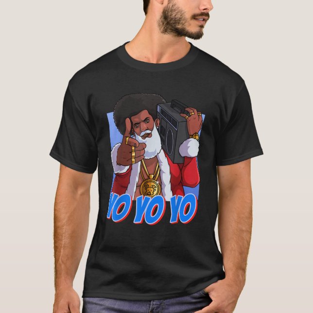 Funny Hip Hop Ghetto Santa Claus Christmas Gangste T-Shirt (Front)