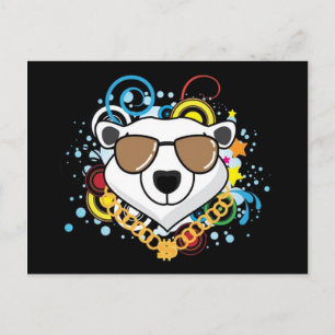 Funny Hip-Hop Polar Bear Picture Postcard