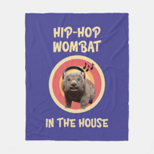 Funny Hip-hop Wombat in the House Fleece Blanket